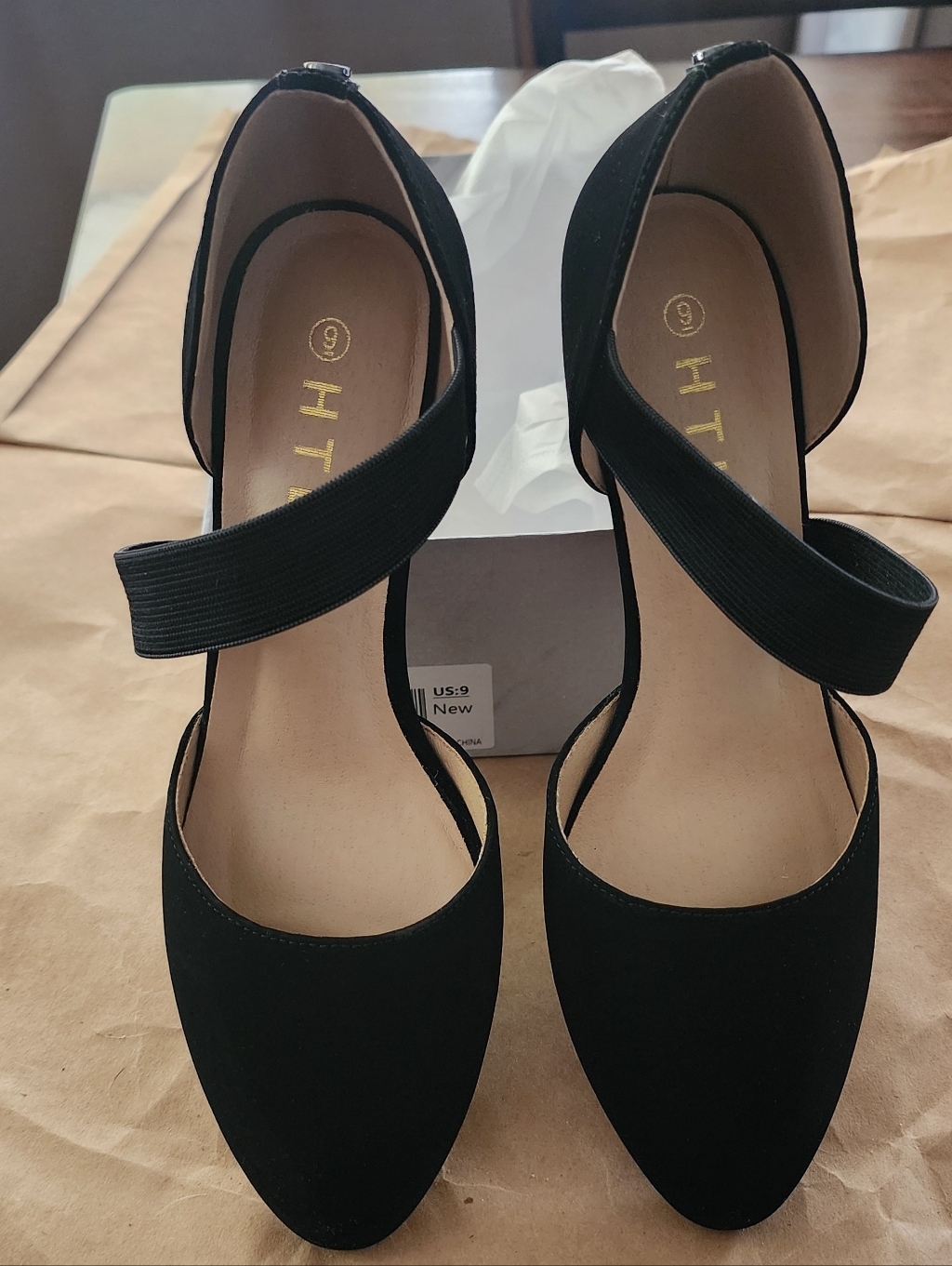 Htl Women's Black Pointed-Toe Ankle-Strap Heels